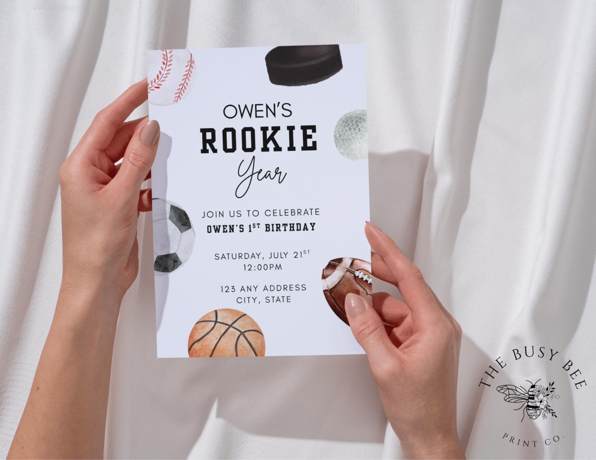 Editable Rookie Year 1st Birthday Invitation | Sports Theme | Digital ...