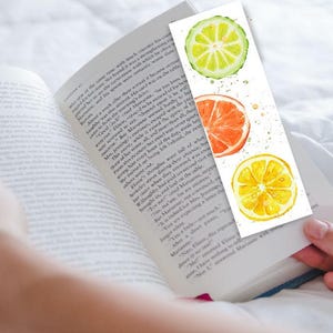 Digital Printable Watercolor Citrus Bookmark
