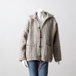 vintage woven knit hippie open jacket