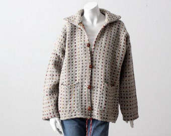 vintage woven knit hippie open jacket