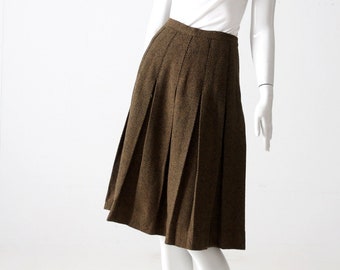 vintage 60s box pleated tweed skirt