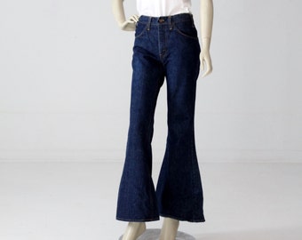 1970s Levis bell bottom jeans 30 x 31, vintage dark wash Levis 684 denim jeans