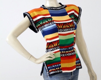 Maglione top in maglia boho hippie vintage anni '70