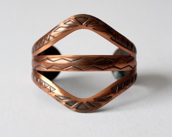 Mexican copper cuff, vintage southwestern bracelet