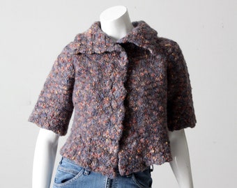 vintage short sleeve crop wool cardigan