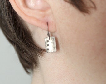 vintage stamped metal drop earrings