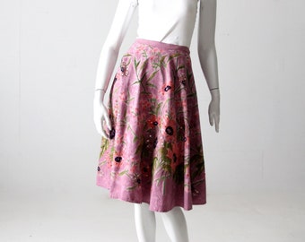 vintage floral print sequin skirt