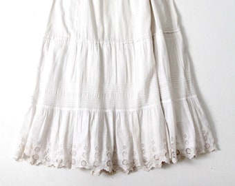 Victorian skirt, antique petticoat, white maxi length underskirt