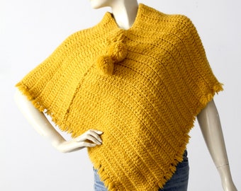 vintage 60s knit poncho pullover sweater