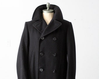 40s　NAVAL CLOTHING FACTORY PEA COAT BLK Vintage 1940's Naval Clothing Factory Pea Coat | Size XS
