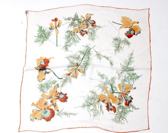 vintage Triple Sheer rayon floral scarf