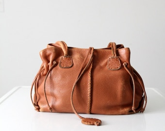 vintage brown leather handbag by Carlos Falchi
