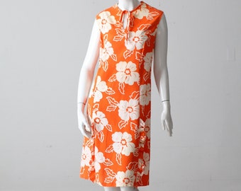 vintage 60s orange floral dress