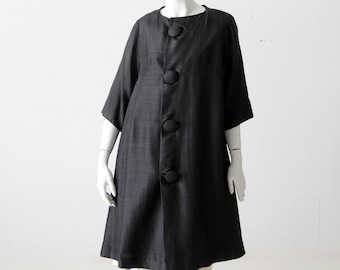 vintage 60s black silk trapeze coat