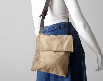 antique canvas and leather utility satchel