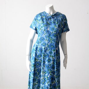 vintage 50s blue floral dress image 1