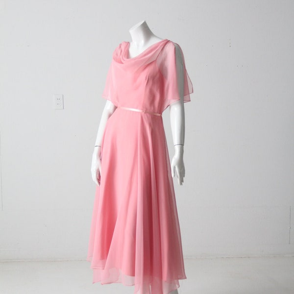 vintage 70s pink chiffon dress