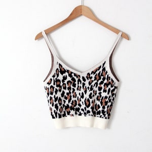 vintage animal print knit crop top tank