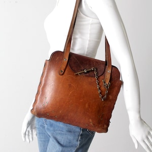 vintage 60s tooled leather hippie bag