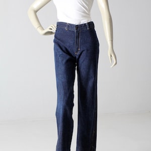 vintage 50s dark wash denim jeans, high waist straight leg denim 28 x 31