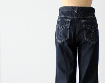 vintage YES wide leg denim, dark wash jeans, 30 x 35