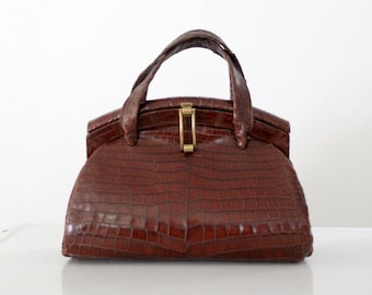 vintage 1950s glazed reptile skin frame purse