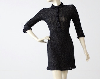 vintage 60s black knit mini dress