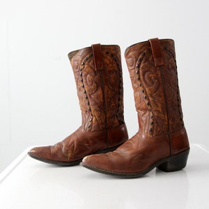 vintage Lariat brown leather cowboy boots, men&#39;s size 9