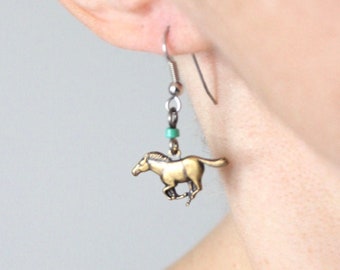 vintage horse dangle drop earrings