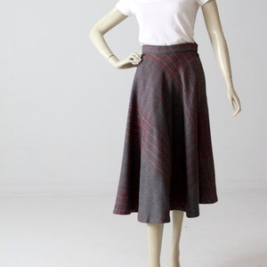 vintage 1970s full plaid wool skirt