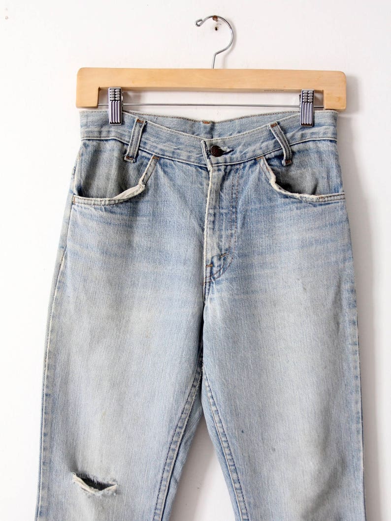Vintage Levis Crop Flare Jeans 1970s High Waist Denim 28 X 28 | Etsy