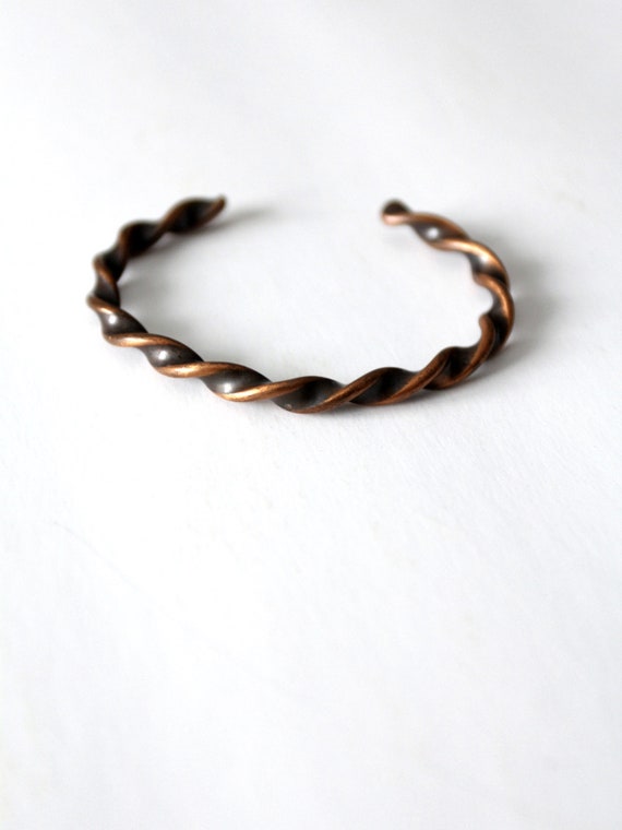 vintage copper cuff bracelet, twisted copper brace