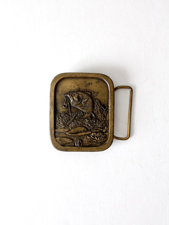 Vintage 70s Brass Bass Fishing Buckle Etsy Ireland