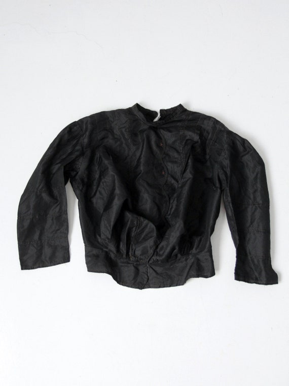 antique Victorian black silk blouse - image 7