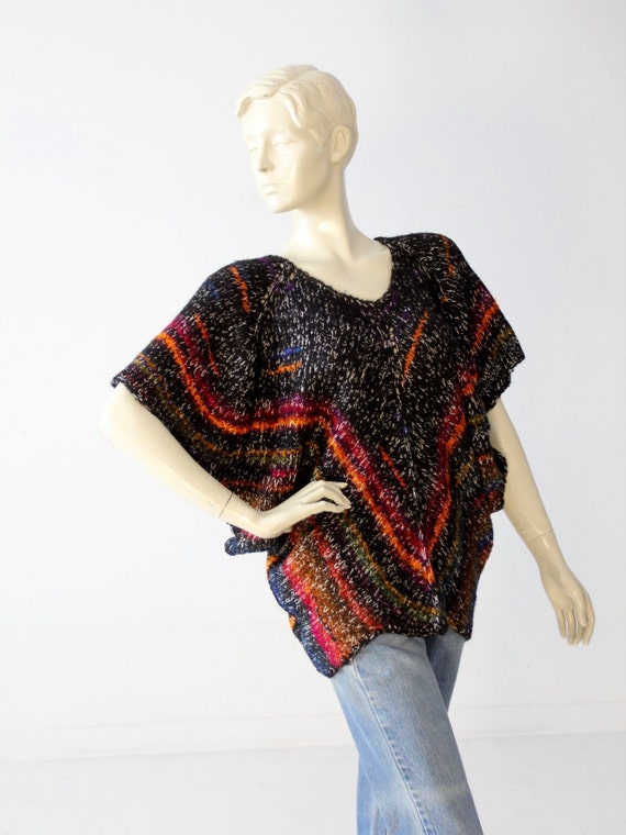vintage 70s butterfly sleeve sweater, black metal… - image 1