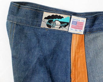 1970年代のアントニオ・ジュゼッペジーンズ、デニムとレザーのパッチ