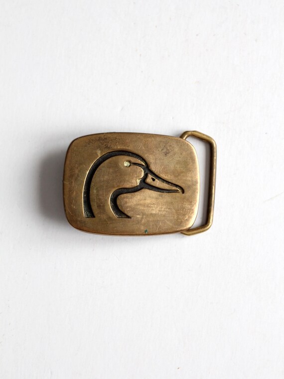 vintage 70s brass duck belt buckle Gem