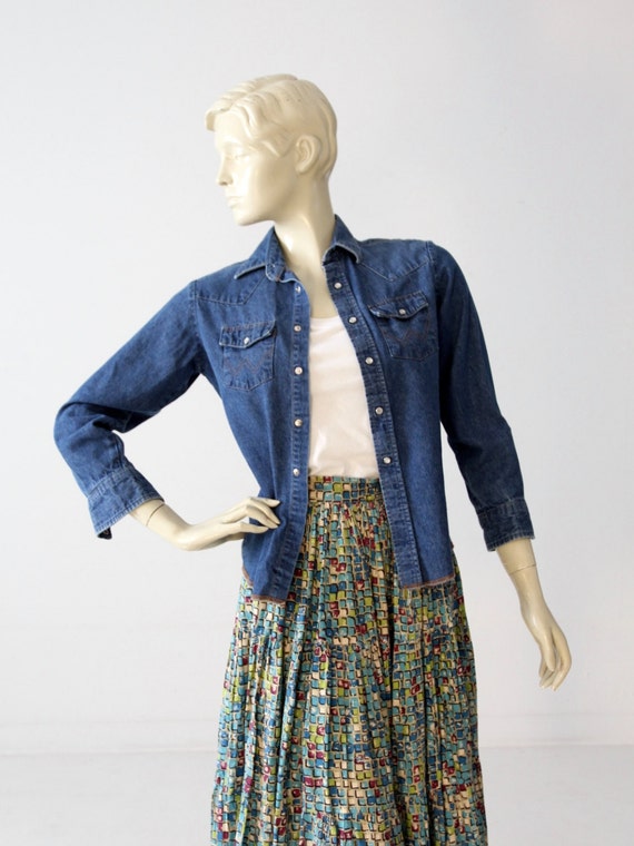 denim shirt by Wrangler, vintage chambray snap up… - image 2