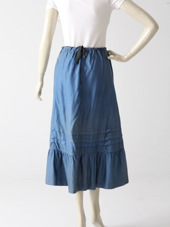 vintage peasant skirt, blue cotton prairie skirt - image 4