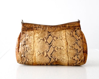 vintage snakeskin bag, yellow snakeskin clutch purse