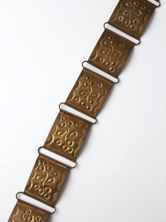 vintage brass link belt, pressed brass linked bel… - image 4