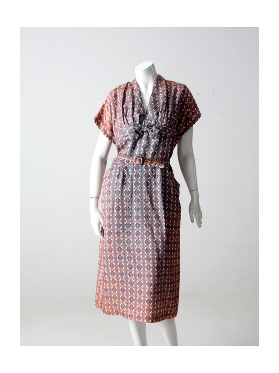 vintage 50s geometric print dress - image 1