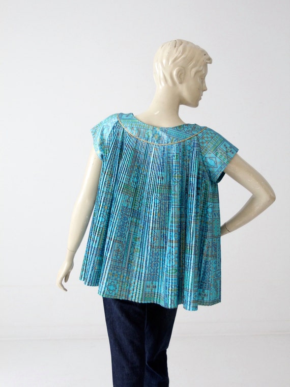 Sutherland Liberty print cotton hand embroidered trapeze blouse with belt