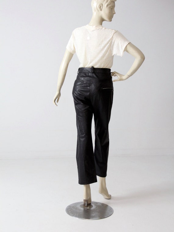 1970s black leather pants, vintage motorcycle pant