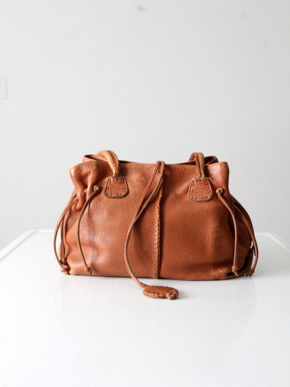 vintage brown leather handbag by Carlos Falchi