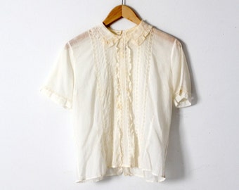 vintage 50s Patty Woodward white cotton blouse