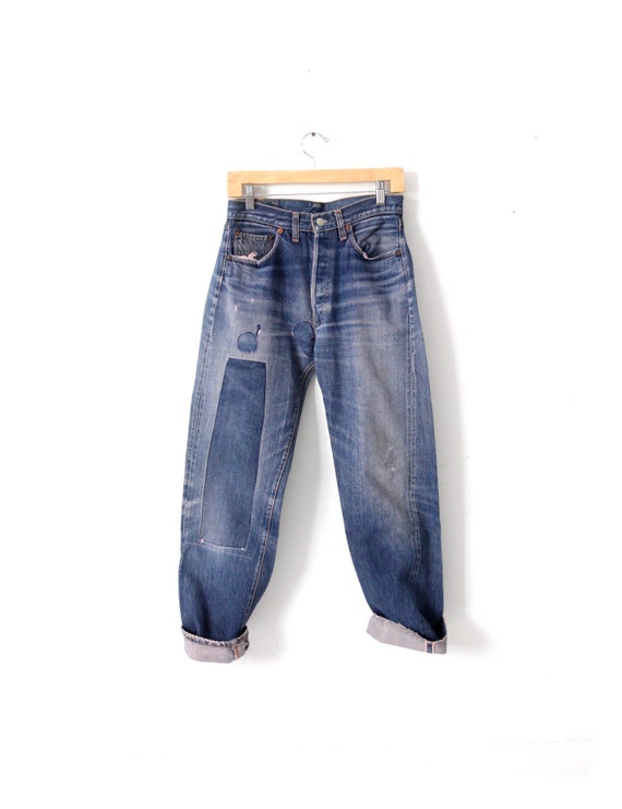 Levis 501 Big E selvedge jeans vintage Levi's rode lijn - Etsy België