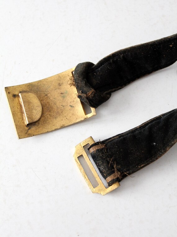 black leather belt with brass buckle vintage Odd Fellows belt and buckle