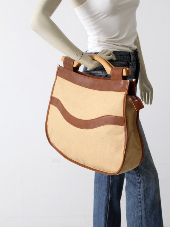 vintage wood handle tote bag - image 4
