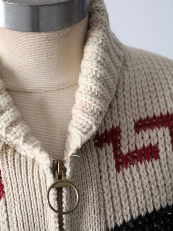 1970s Pendleton Zip up Sweater, Vintage Cowichan Style Knit